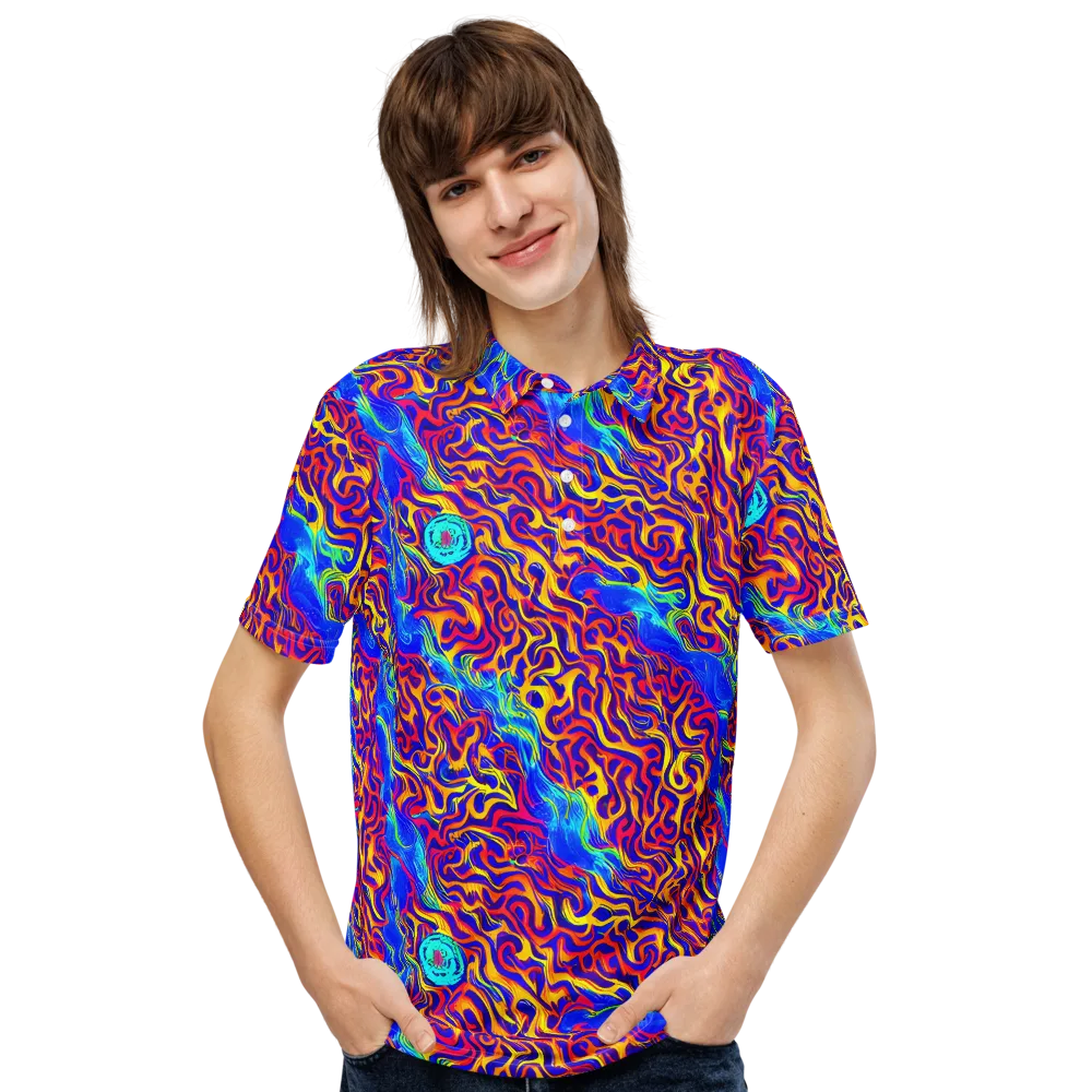 Firewater Bloom on Men's Slim Fit Polo Shirt — Front