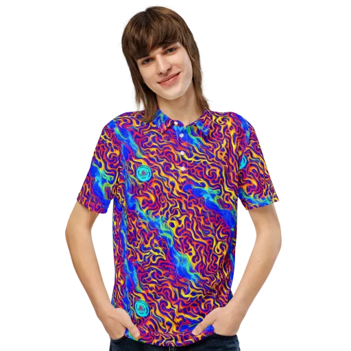 Firewater Bloom on a Men's Slim Fit Polo Shirt