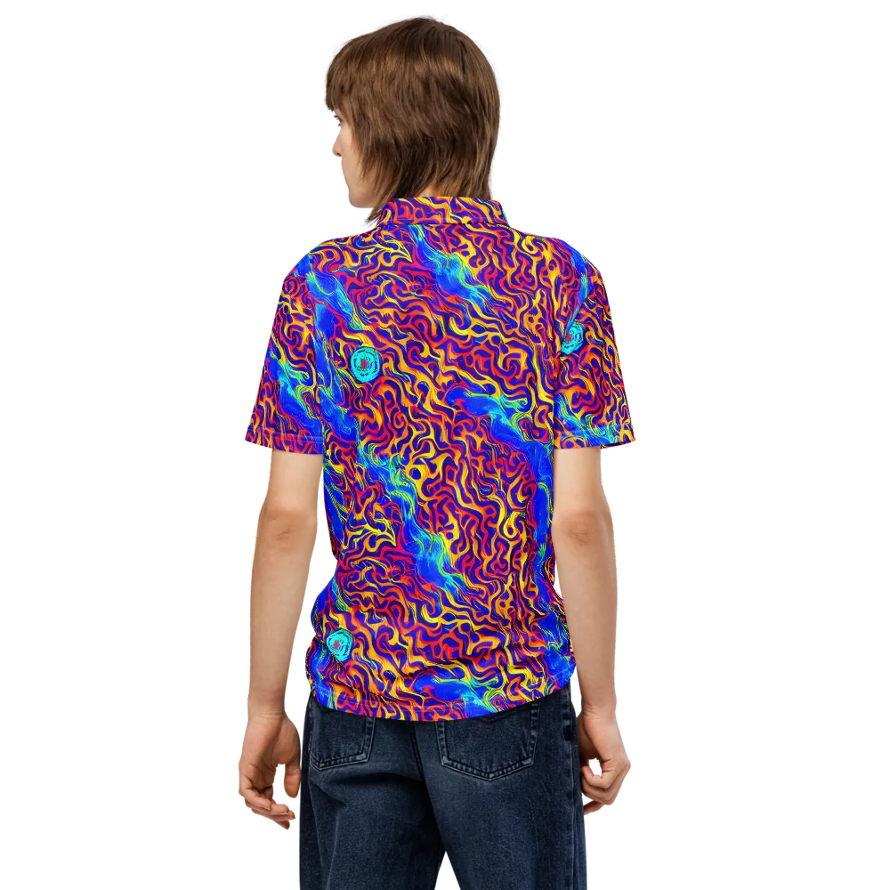 Firewater Bloom on Men's Slim Fit Polo Shirt — Back