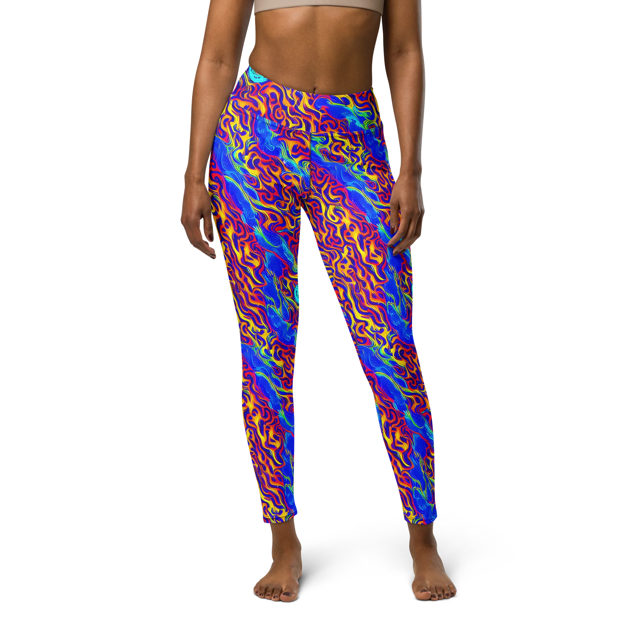 Firewater Bloom on Yoga Leggings — Front