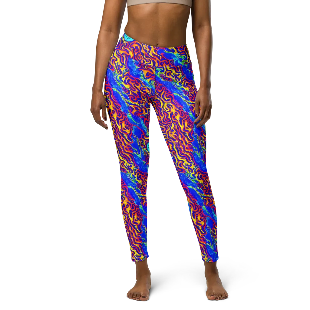 Firewater Bloom on Yoga Leggings — Front