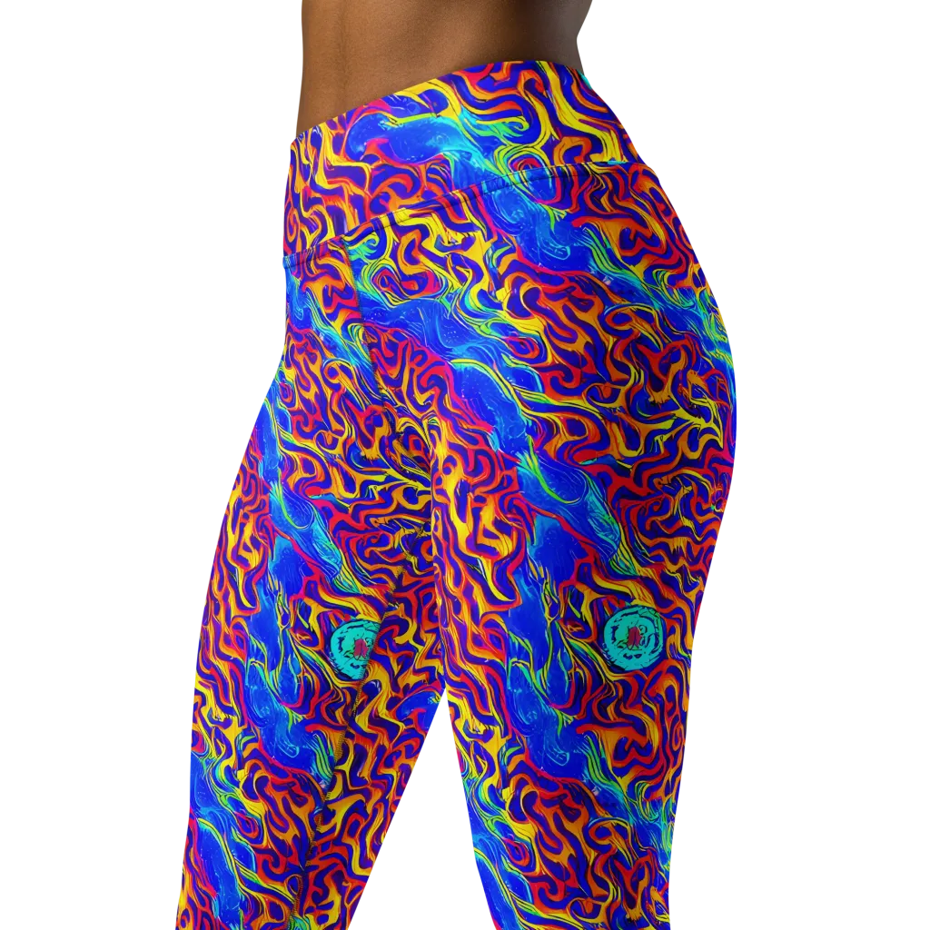 Firewater Bloom on Yoga Leggings — Left Front