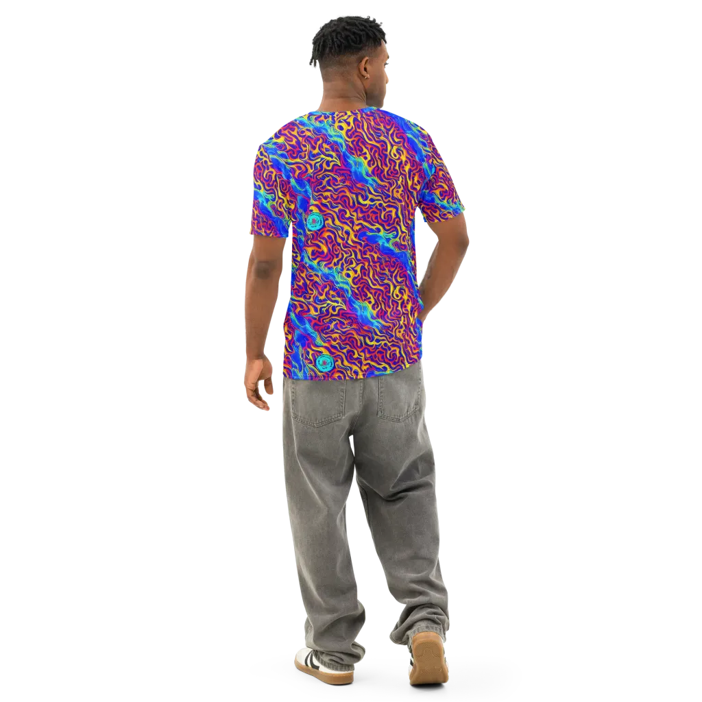 Firewater Bloom on Men's Cotton Crew Neck T-Shirt — Back