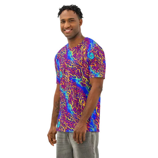Firewater Bloom on a Men's Cotton Crew Neck T-Shirt