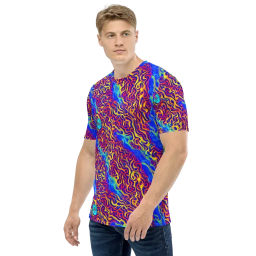 Firewater Bloom on a Men's Crew Neck T-Shirt