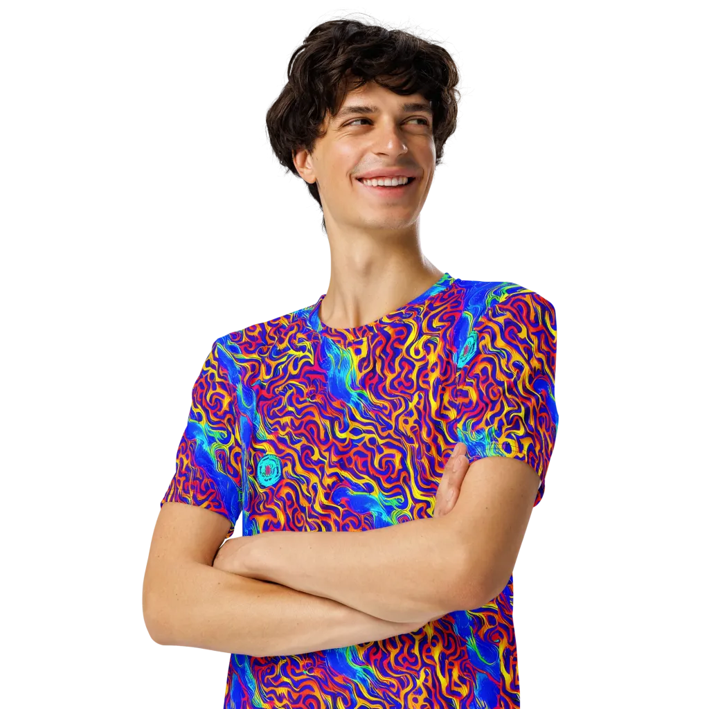 Firewater Bloom on Men's Crew Neck T-Shirt — Left Front