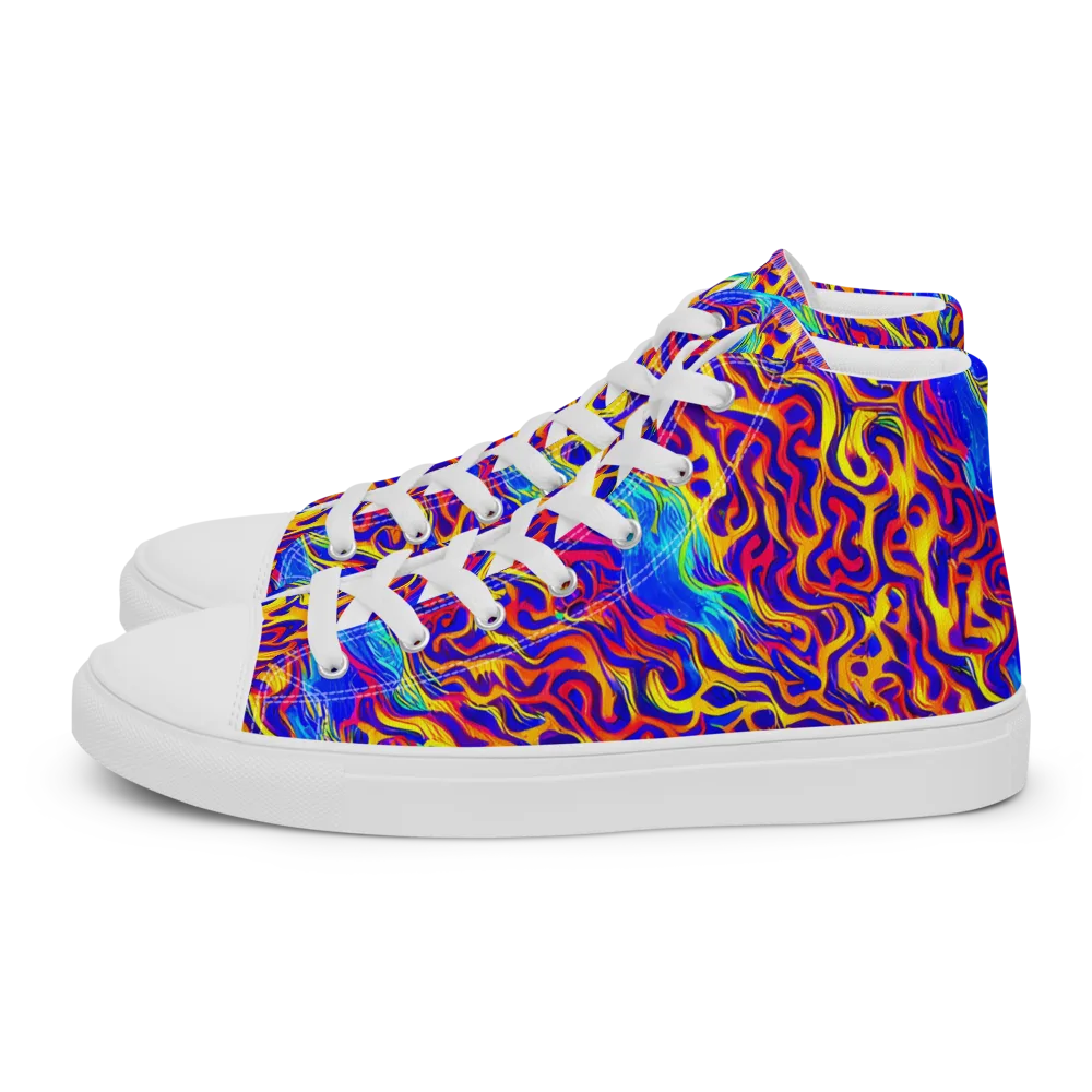 Firewater Bloom on Men's High Top Canvas Shoes — Left