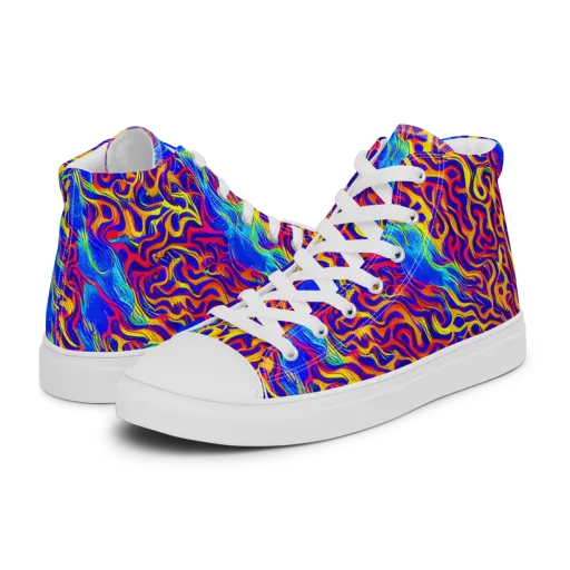 Firewater Bloom on a Men's High Top Canvas Shoes