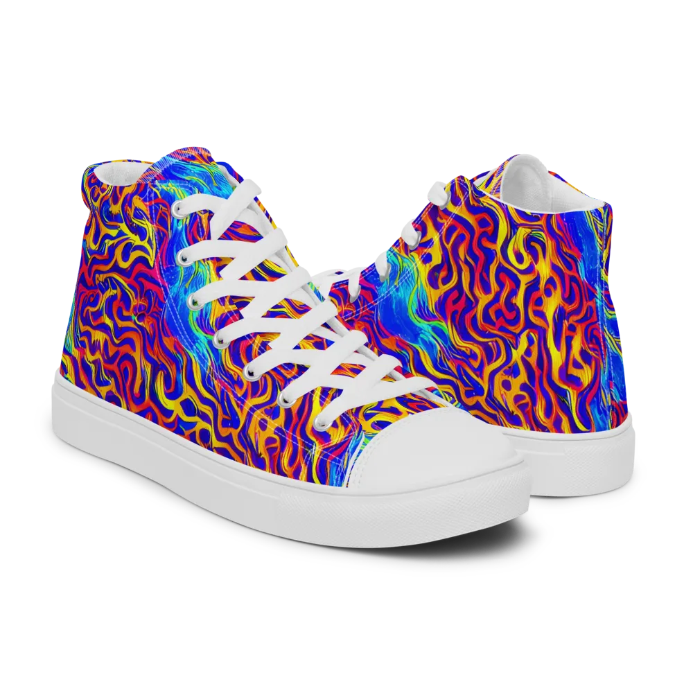 Firewater Bloom on Men's High Top Canvas Shoes — Right