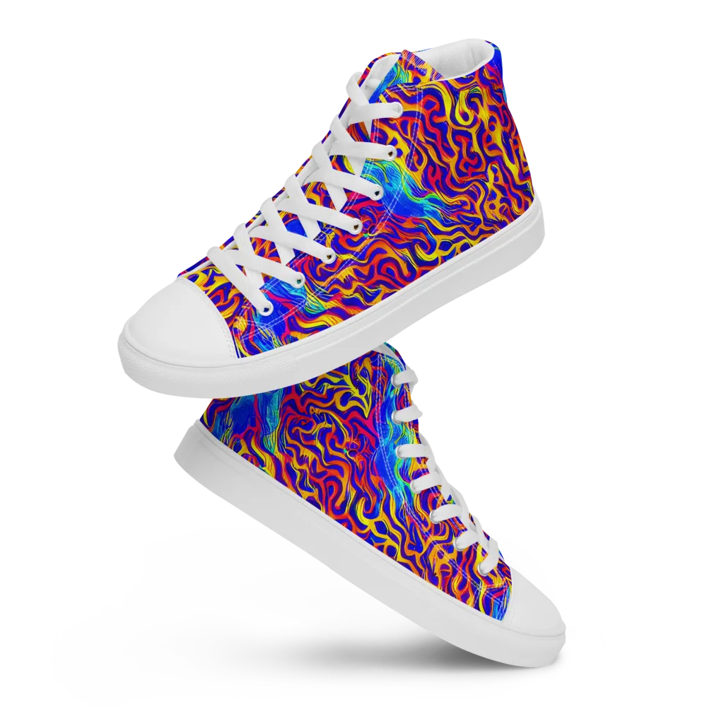 Firewater Bloom on Men's High Top Canvas Shoes — Front