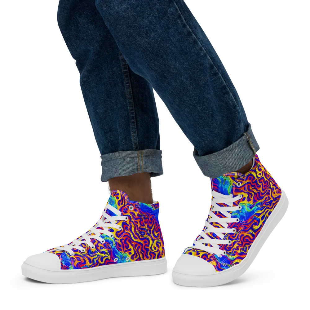 Firewater Bloom on Men's High Top Canvas Shoes — Left