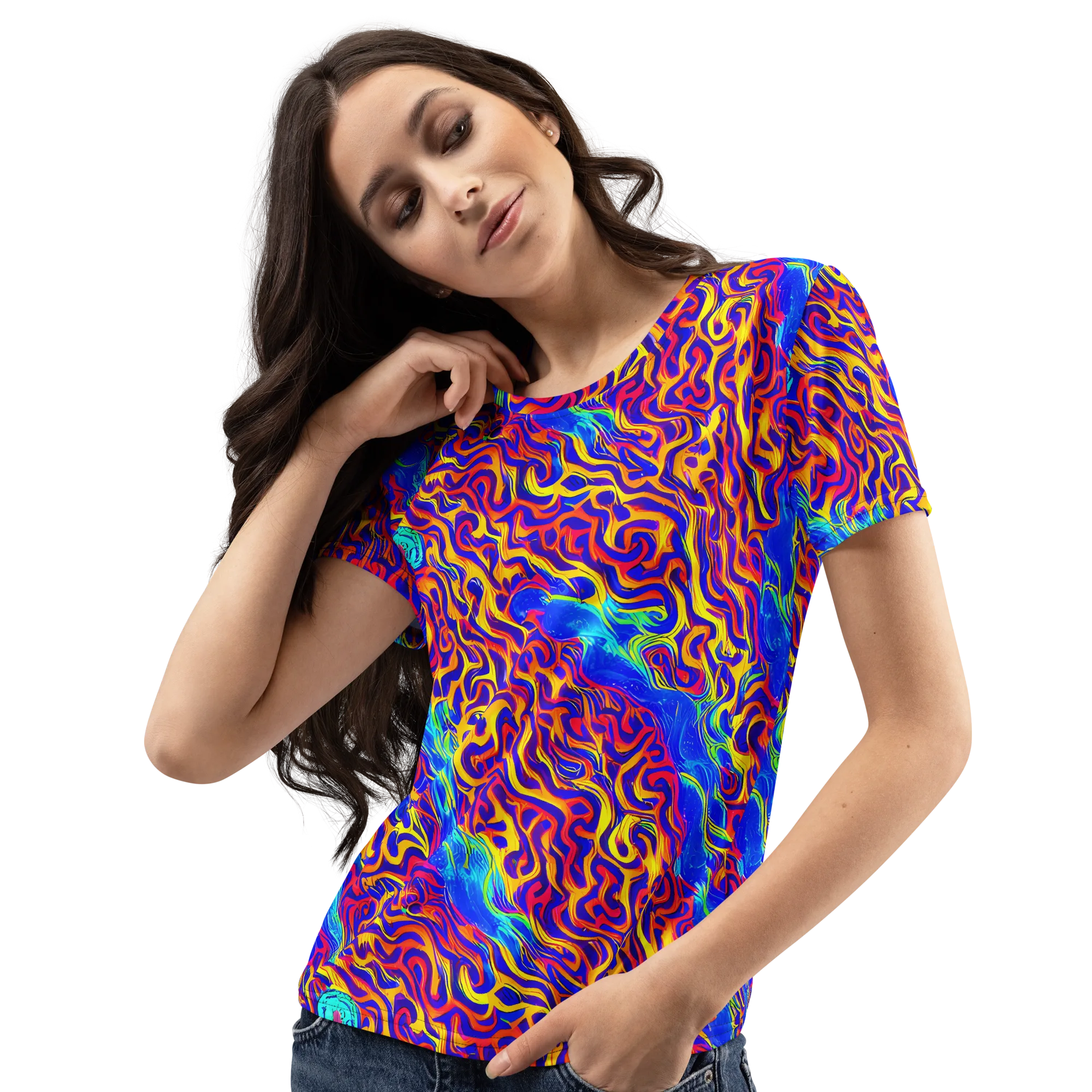 Firewater Bloom on Women's Crew Neck T-Shirt — Left Front