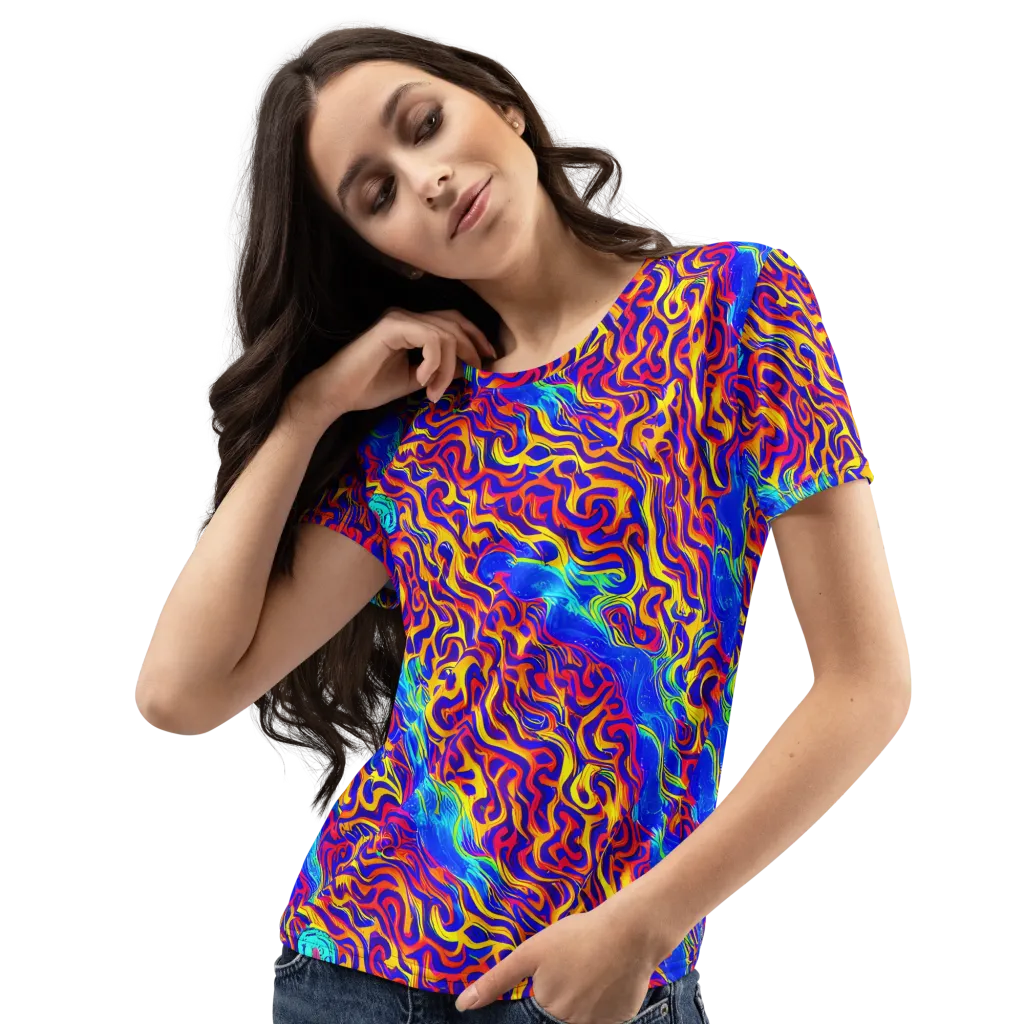 Firewater Bloom on Women's Crew Neck T-Shirt — Left Front