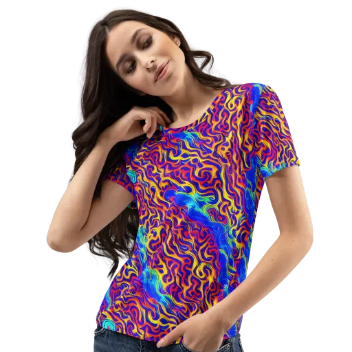 Firewater Bloom on a Women's Crew Neck T-Shirt