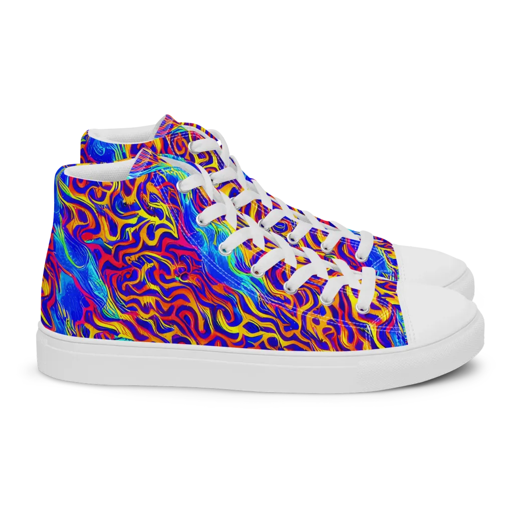 Firewater Bloom on Women's High Top Canvas Shoes — Right