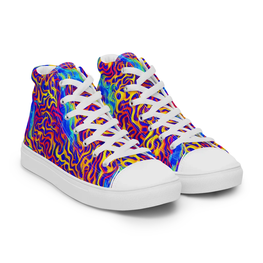 Firewater Bloom on Women's High Top Canvas Shoes — Right Front