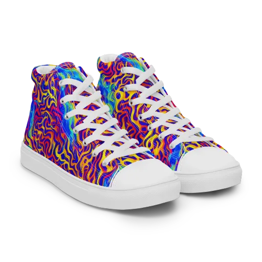 Firewater Bloom on a Women's High Top Canvas Shoes