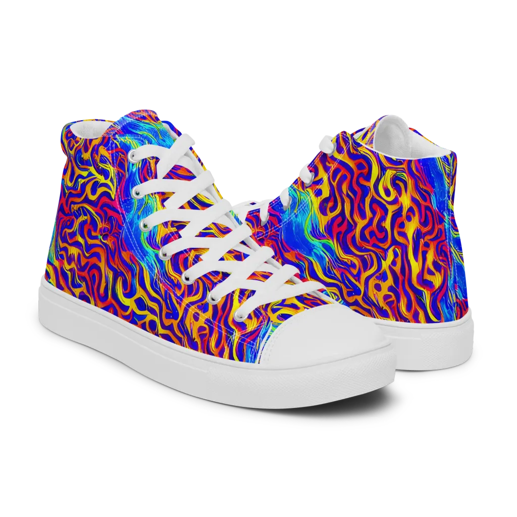 Firewater Bloom on Women's High Top Canvas Shoes — Right
