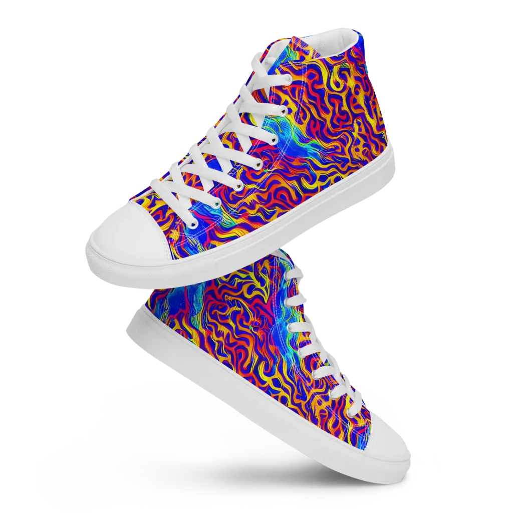 Firewater Bloom on Women's High Top Canvas Shoes — Front