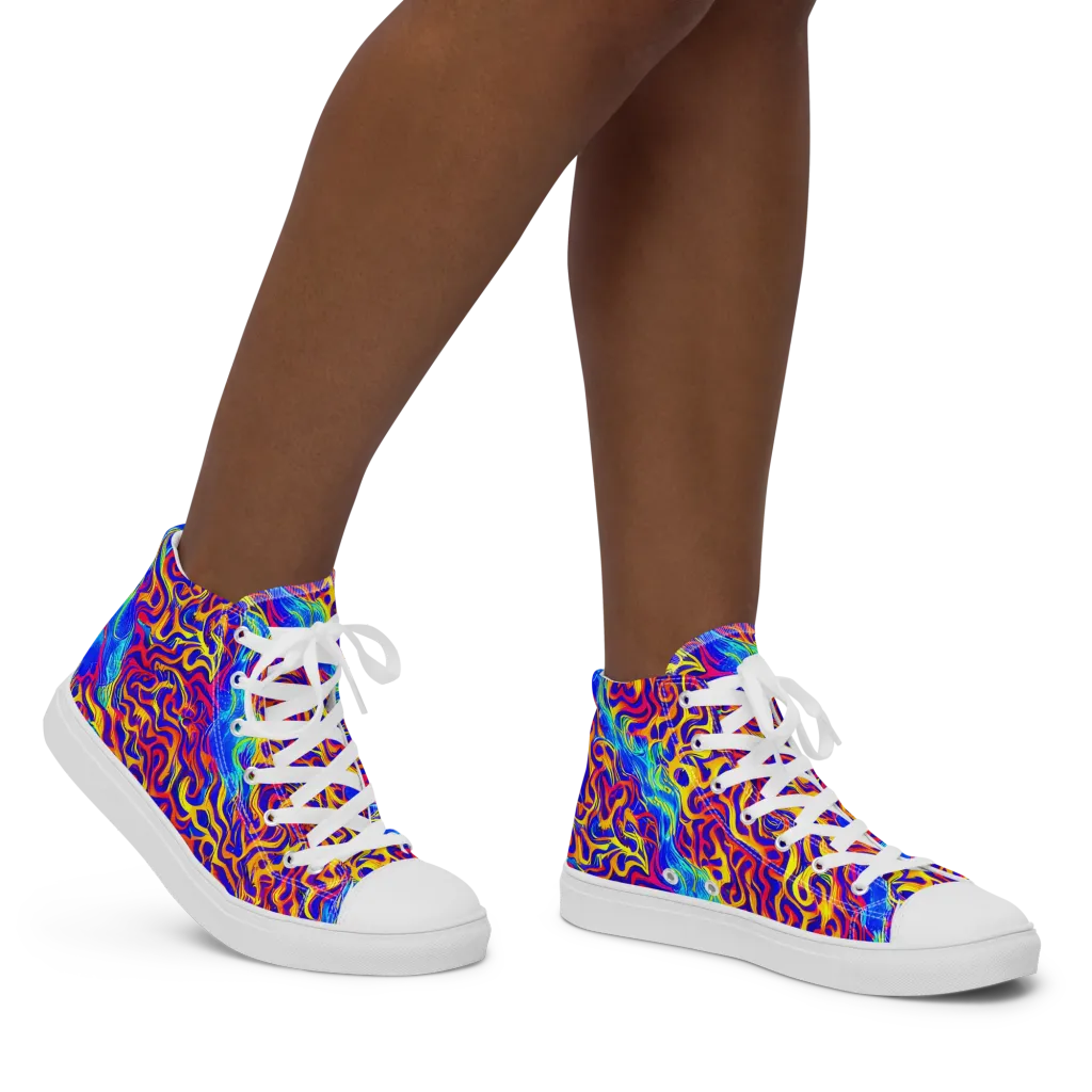 Firewater Bloom on Women's High Top Canvas Shoes — Right