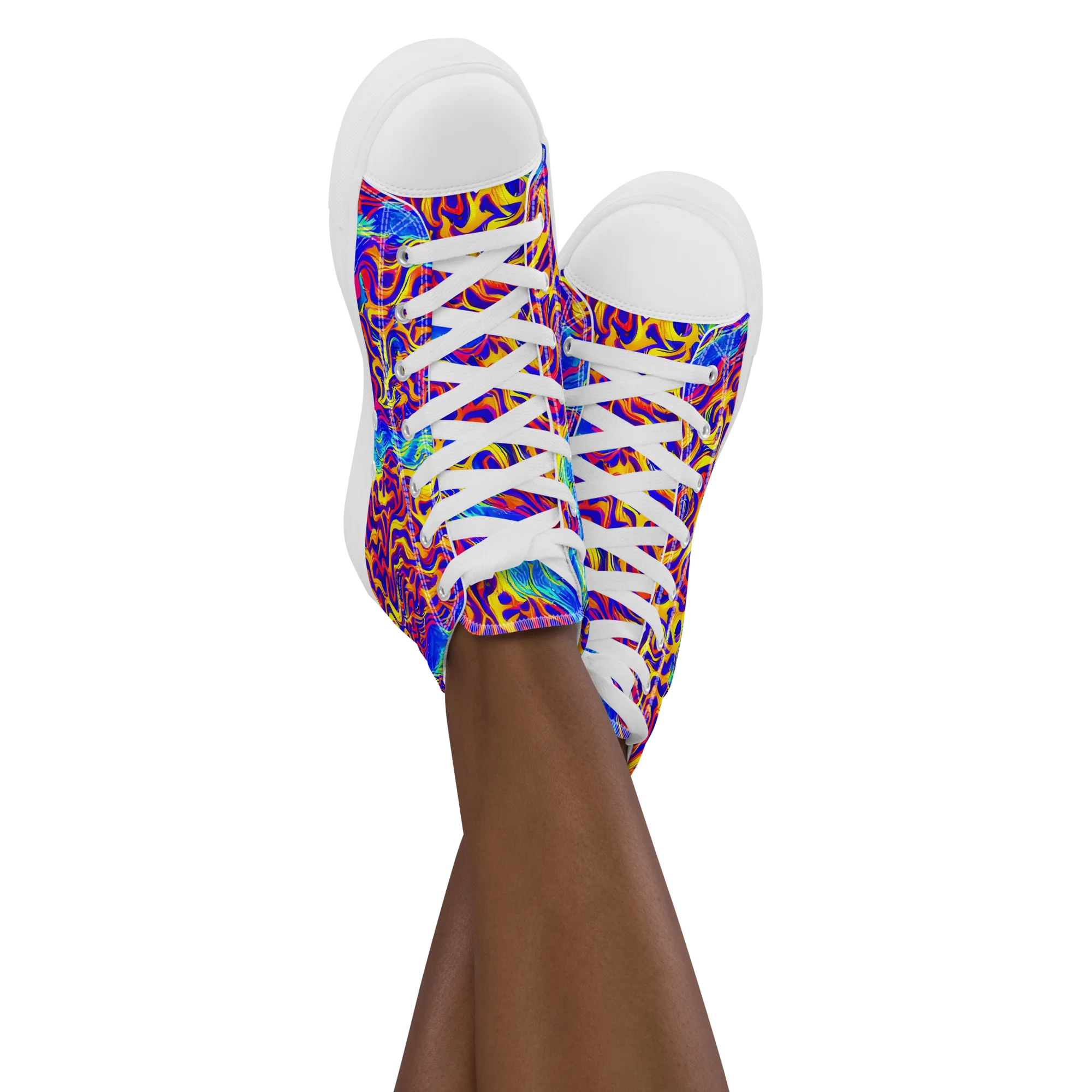 Firewater Bloom on Women's High Top Canvas Shoes — Front