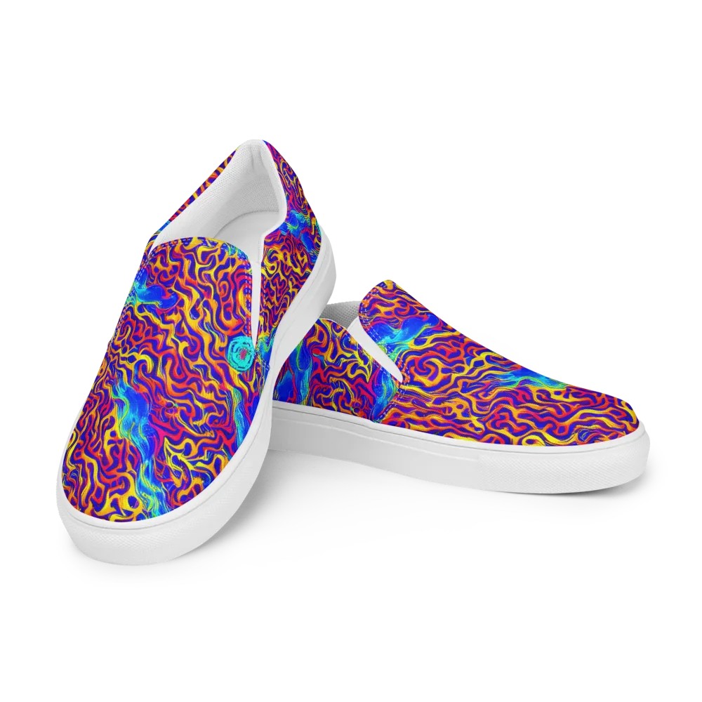Firewater Bloom on Men's Slip-On Canvas Shoes — Left Front
