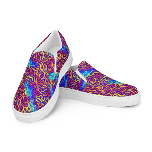 Firewater Bloom on a Men's Slip-On Canvas Shoes