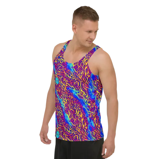 Firewater Bloom on a Men's Tank Top