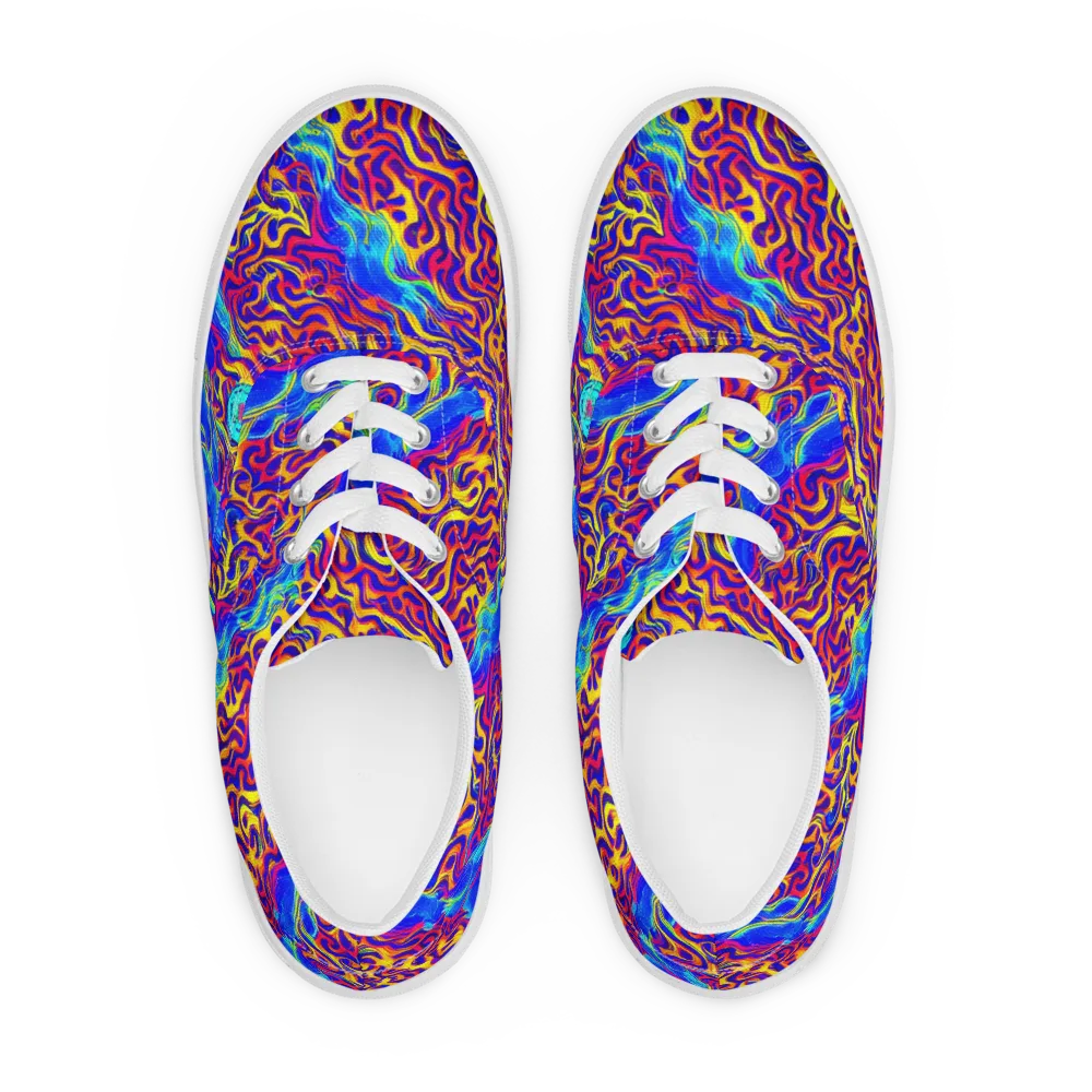 Firewater Bloom on Men's Lace-Up Canvas Shoes — Front