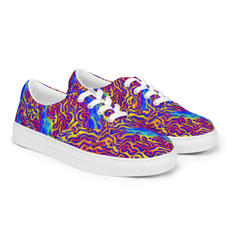 Firewater Bloom on Men's Lace-Up Canvas Shoes — Right Front