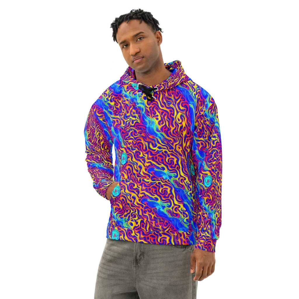 Firewater Bloom on Cotton Hoodie — Left Front