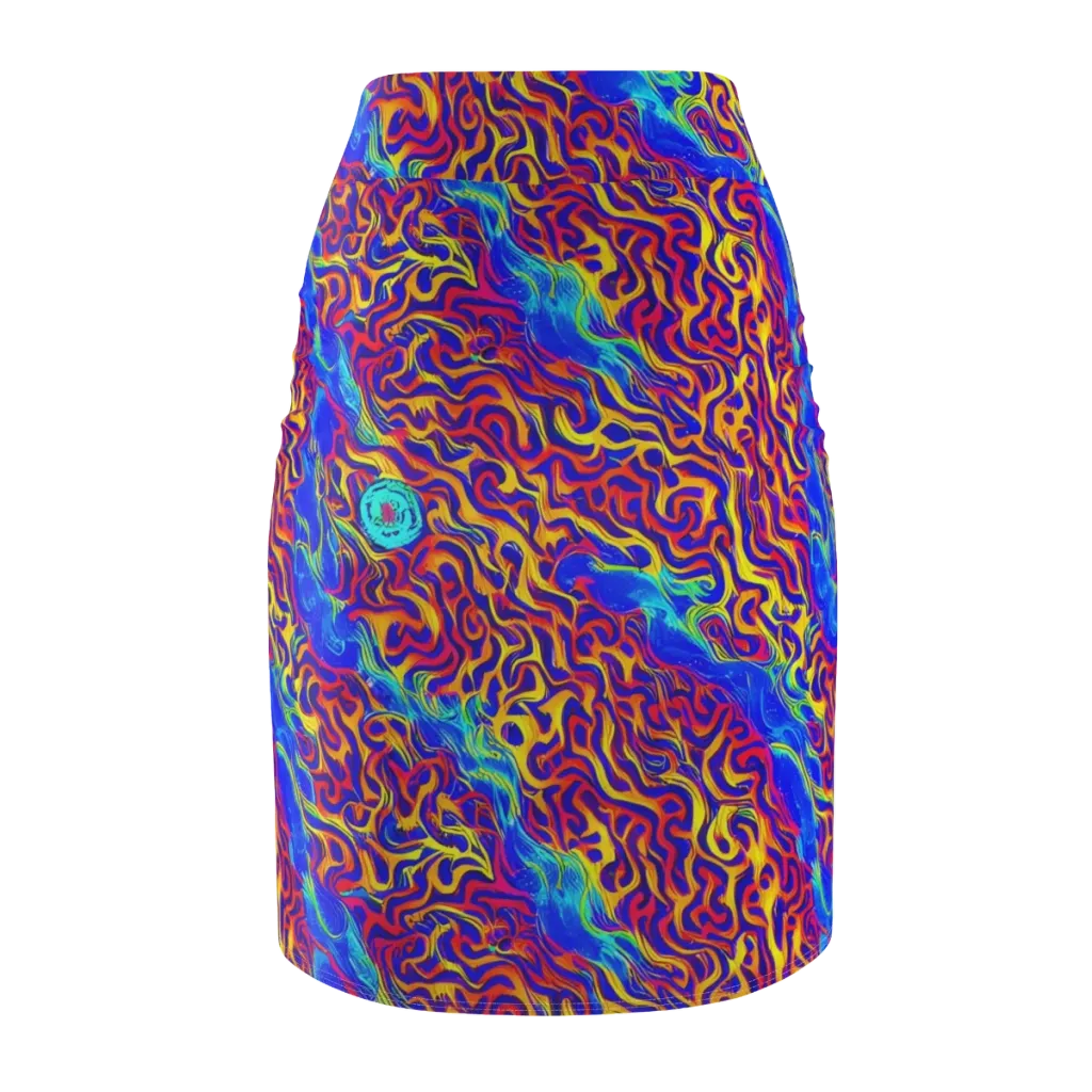 Firewater Bloom on Pencil Skirt — Back