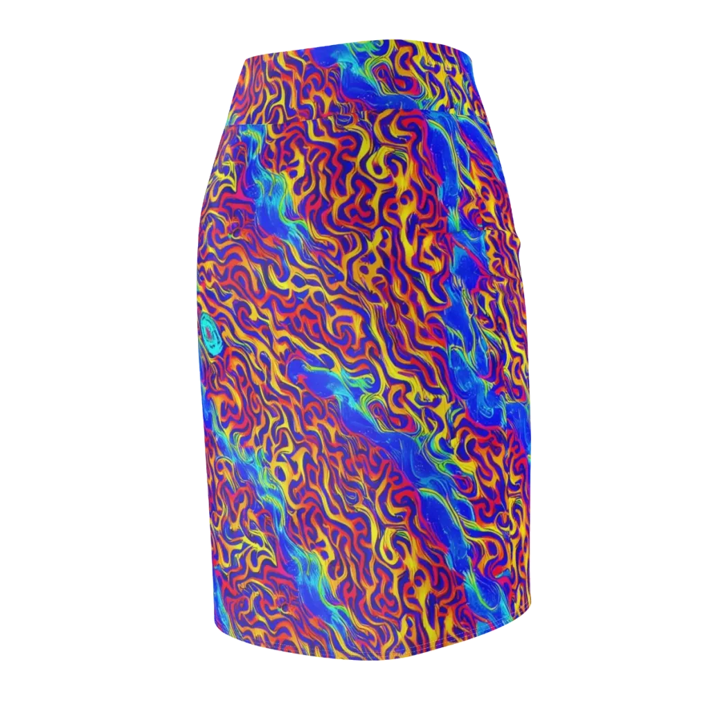 Firewater Bloom on Pencil Skirt — Back Side