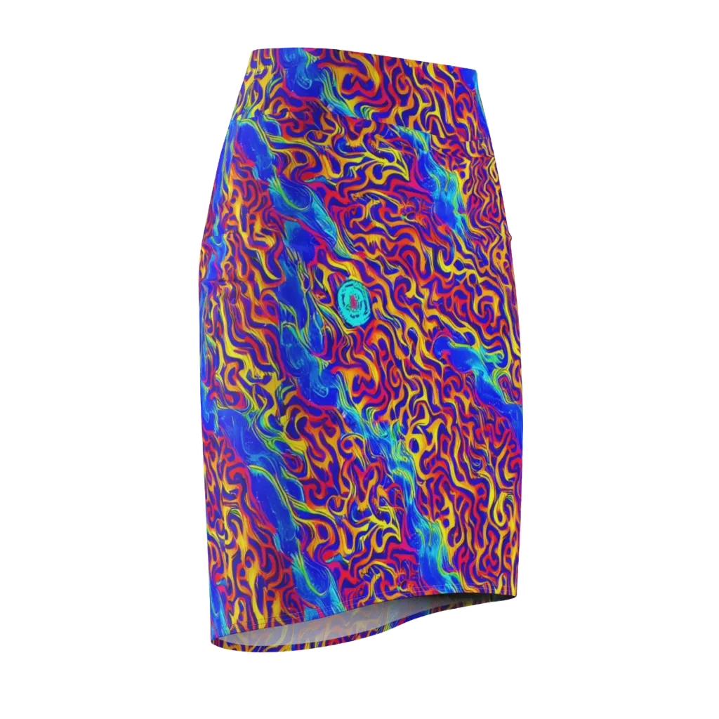 Firewater Bloom on Pencil Skirt — Front Side