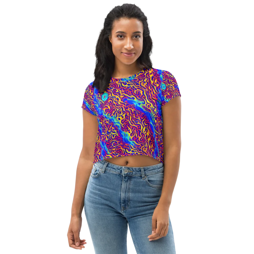 Firewater Bloom on Crop Tee — Front