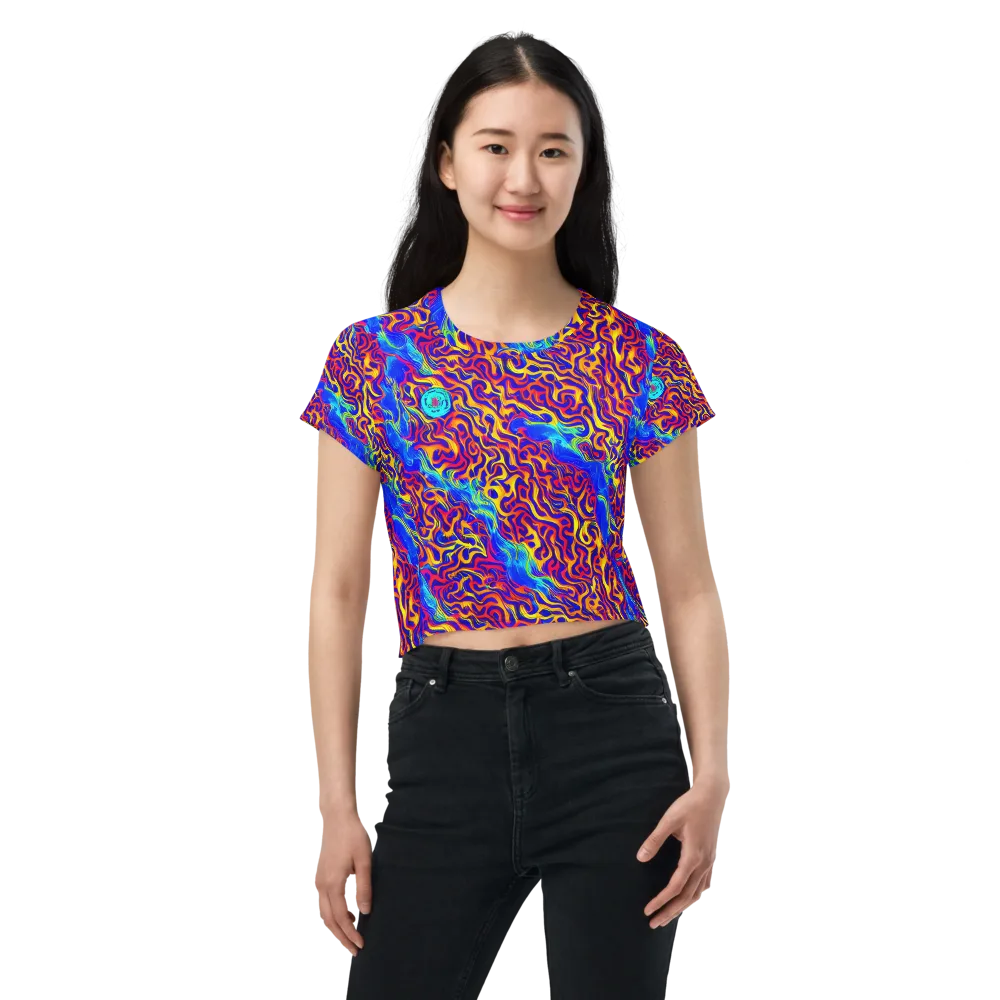 Firewater Bloom on Crop Tee — Front