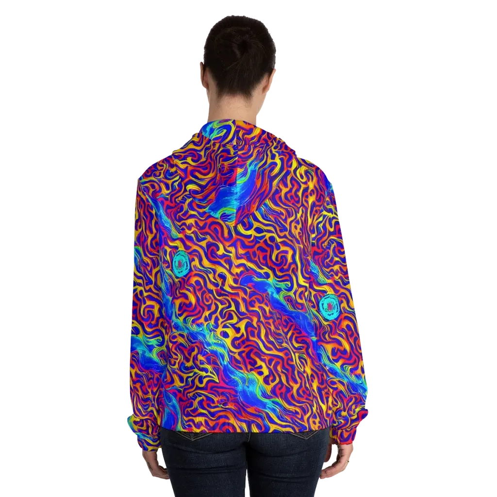 Firewater Bloom on Women's Full-Zip Hoodie — Back On Person
