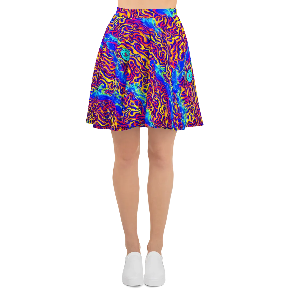 Firewater Bloom on Skater Skirt — Front