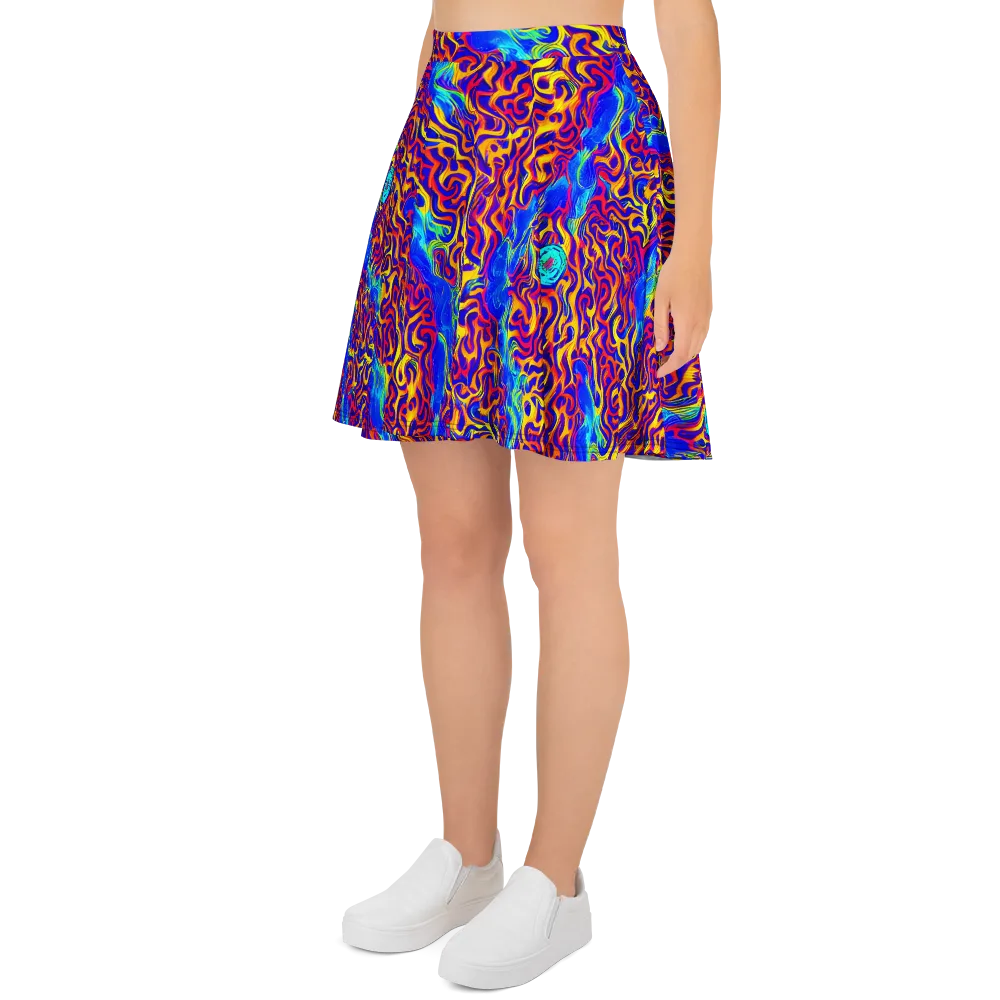 Firewater Bloom on Skater Skirt — Left