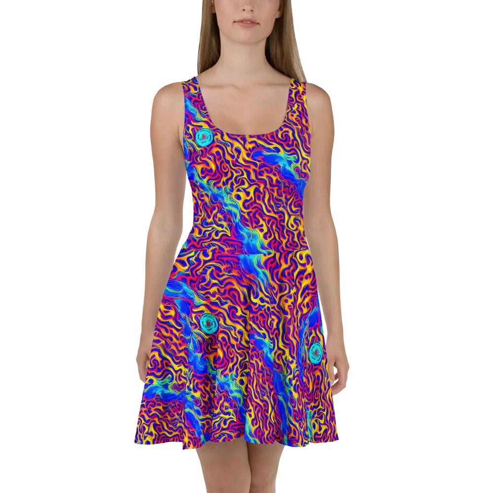 Firewater Bloom on Skater Dress — Front