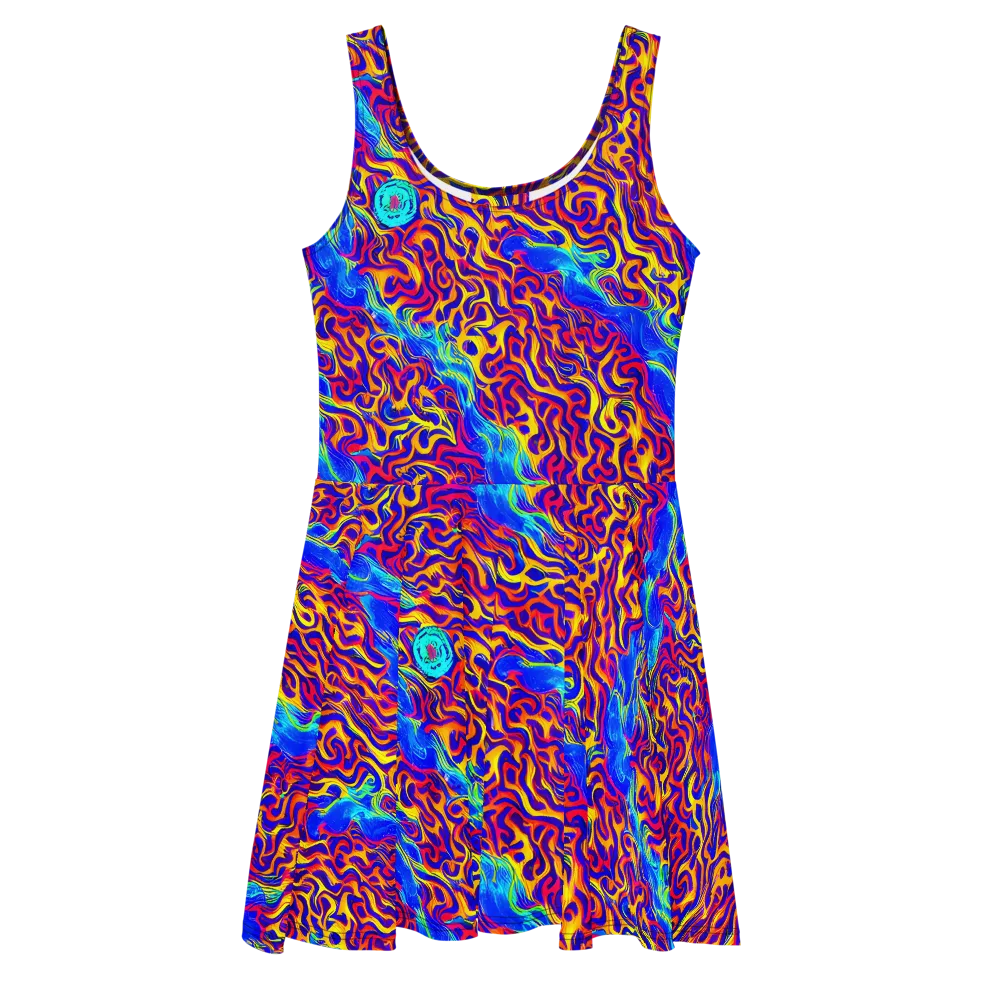 Firewater Bloom on Skater Dress — Front