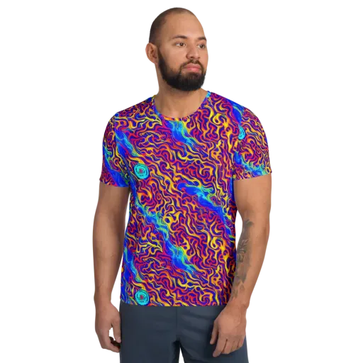 Firewater Bloom on a Men's Athletic T-Shirt