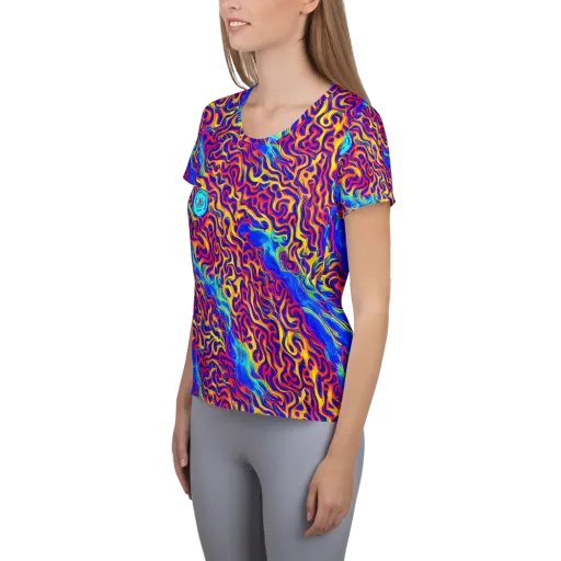 Firewater Bloom on a Women's Athletic T-Shirt