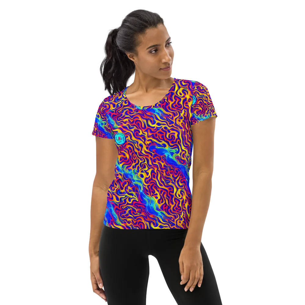 Firewater Bloom on Women's Athletic T-Shirt — Front