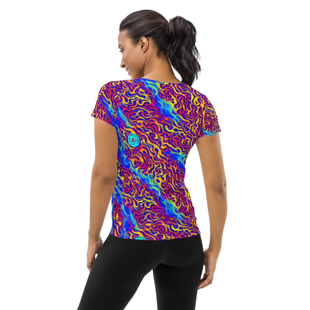 Firewater Bloom on Women's Athletic T-Shirt — Back