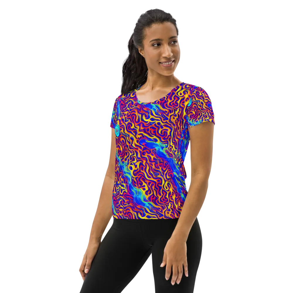 Firewater Bloom on Women's Athletic T-Shirt — Left
