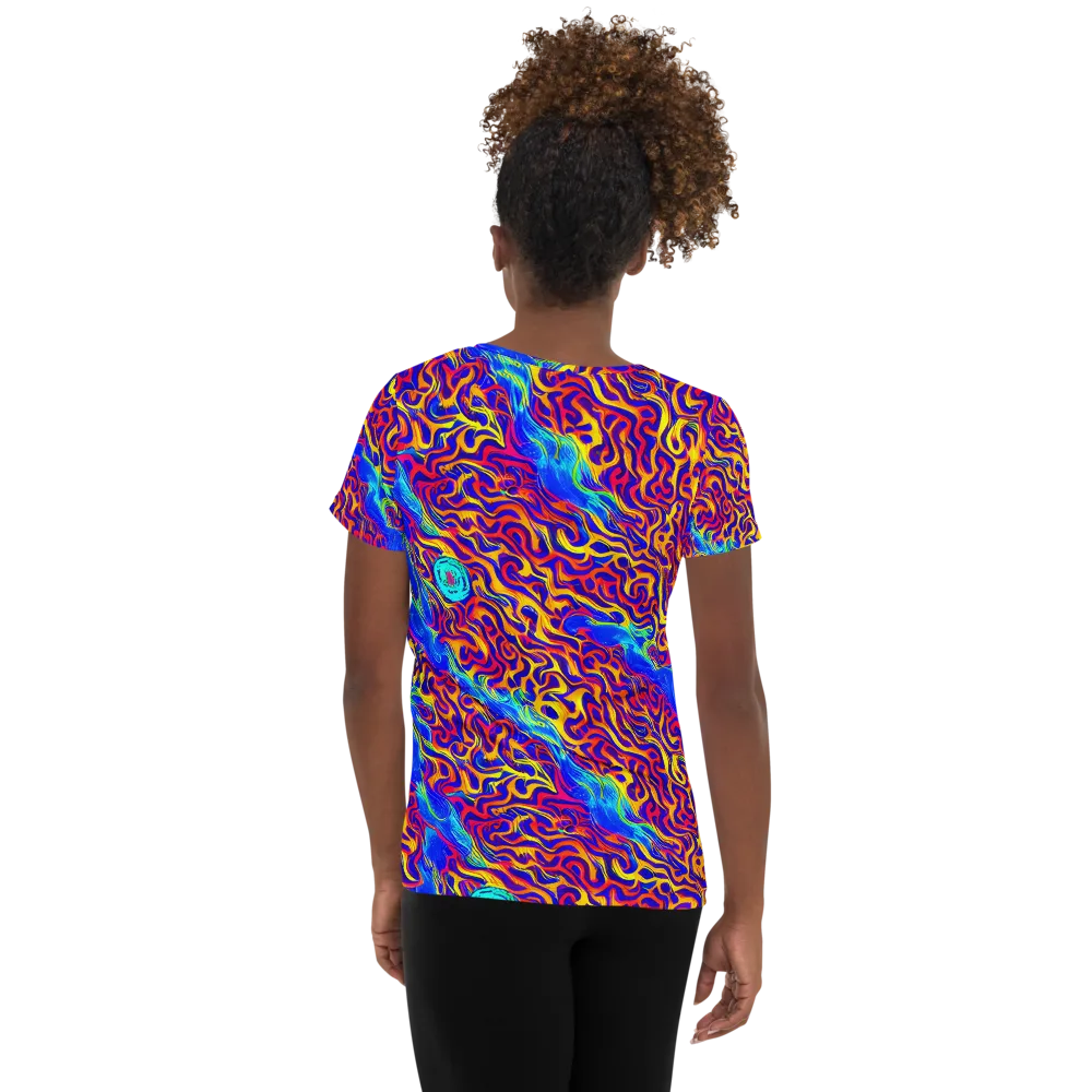 Firewater Bloom on Women's Athletic T-Shirt — Back