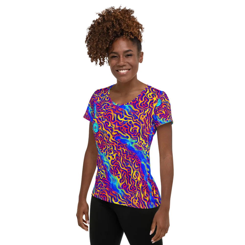 Firewater Bloom on Women's Athletic T-Shirt — Left