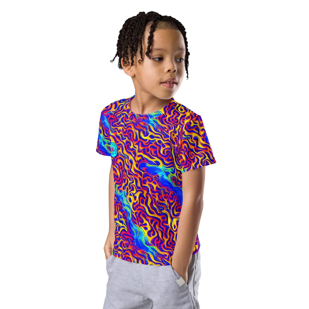 Firewater Bloom on Kids Crew Neck T-Shirt — Left Front