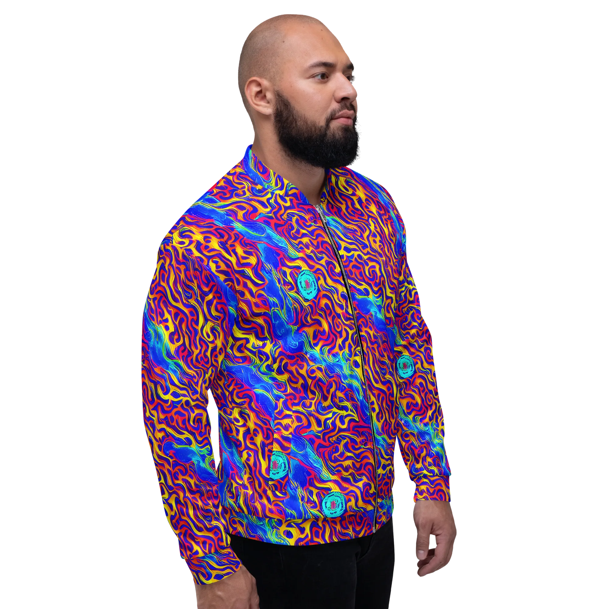 Firewater Bloom on Bomber Jacket — Right